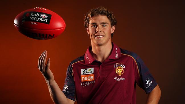 Deven Robertson after being drafted by the Brisbane Lions at pick 22 . Picture: Michael Klein