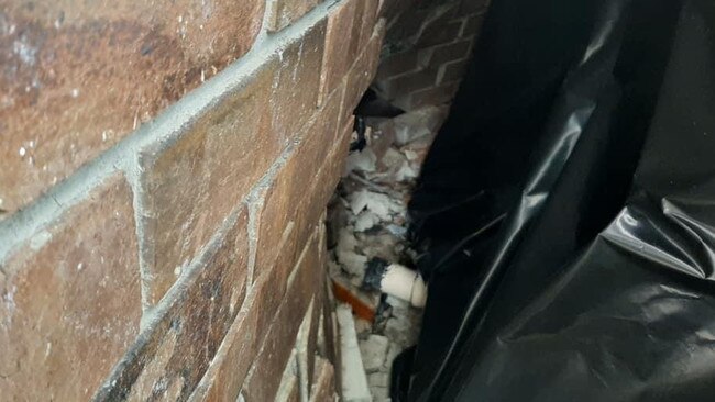 The car crashed into the kitchen wall and damaged water pipes. Picture: Onkaparinga Council