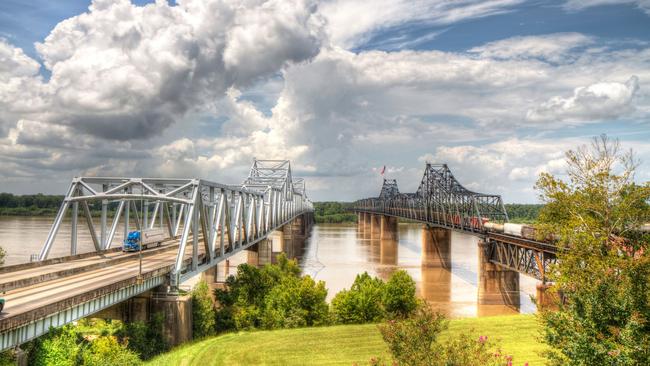 The Vicksburg Bridges, some of the characteristic cantilever bridges along the river.