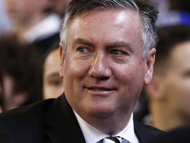 Magpies president Eddie McGuire is seen during the Round 12 AFL match between the Collingwood Magpies and the Melbourne Demons at the MCG in Melbourne, Monday, June 10, 2019. (AAP Image/Daniel Pockett) NO ARCHIVING, EDITORIAL USE ONLY