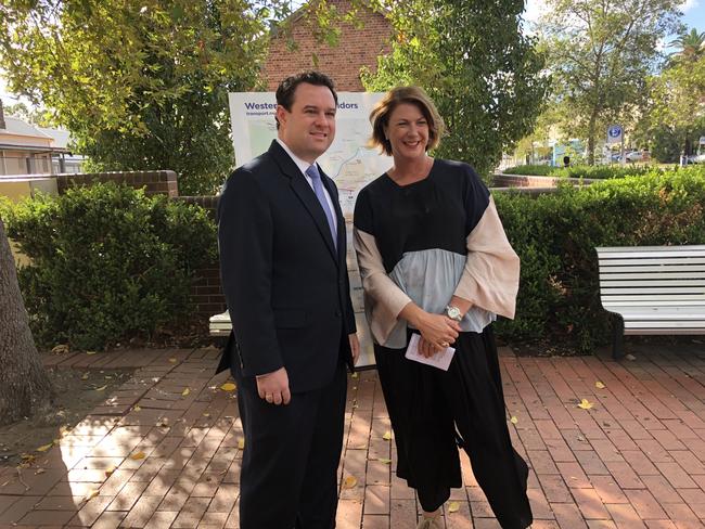 Minister for Western Sydney Stuart Ayres with Roads Minister Melinda Pavey announce corridor preservation programs in March.