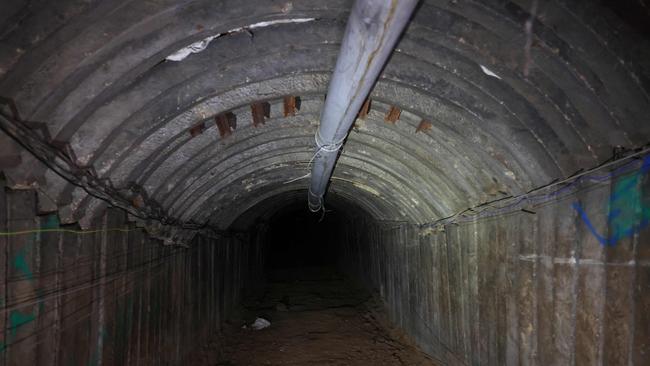 This picture taken during a media tour organised by the Israeli military in December shows a tunnel that Hamas reportedly used on October 7. Picture: AFP