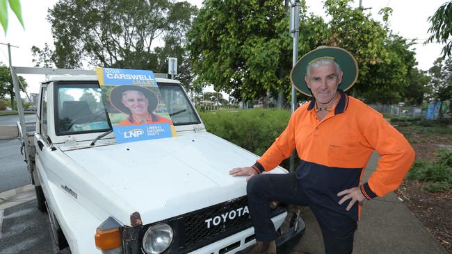 LNP candidate Brad Carswell, whose pitch was "send a worker to Canberra", is close to causing an election upset in winning the seat of Lilley, previously held by former Treasurer Wayne Swan. Picture: Mark Cranitch.