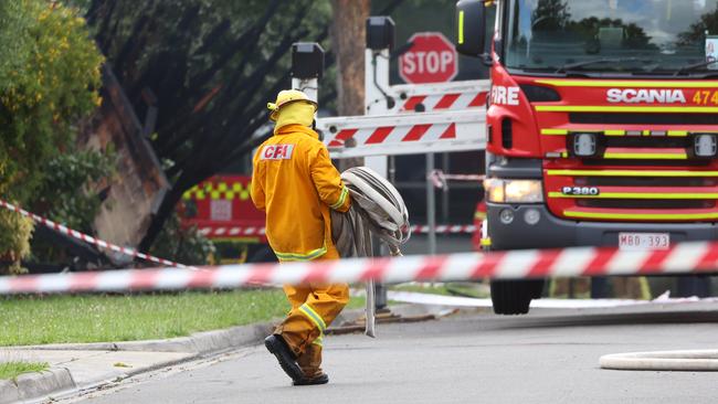 MELBOURNE, AUSTRALIA -  DECEMBER 16 2023  Fire fighters and Police attend a building fire at the Lilydale Masonic Centre in Lilydale  a church or a residence on the church sitePicture: Brendan Beckett