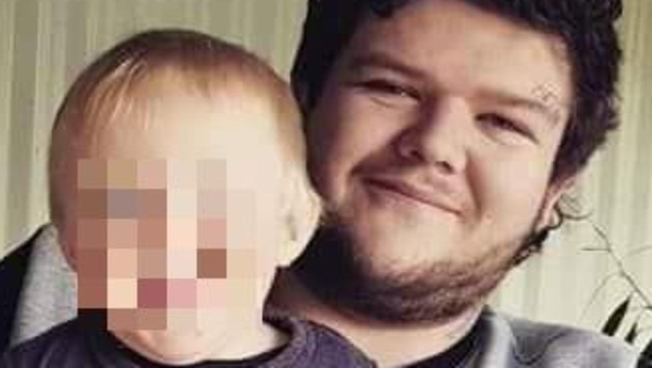 Alleged Burnie murder victim Bobby William Medcraft, 23, pictured with his young son. Picture: Facebook