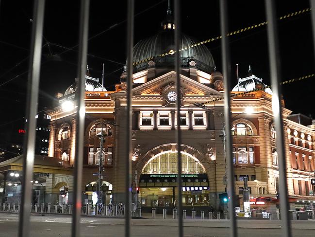 MELBOURNE, AUSTRALIA - AUGUST 02: A general view as an 8pm to 5am curfew has been introduced starting today on August 2, 2020 in Melbourne, Australia. Victorian Premier Daniel Andrews has announced a 'State of Disaster' and increased restrictions for Victoria. The Premier announced that 671 new cases of COVID were detected, 73 connected to outbreaks, 598 under investigation and seven people died overnight. Stage 3 restrictions will be reintroduced to regional Victoria. (Photo by Darrian Traynor/Getty Images)