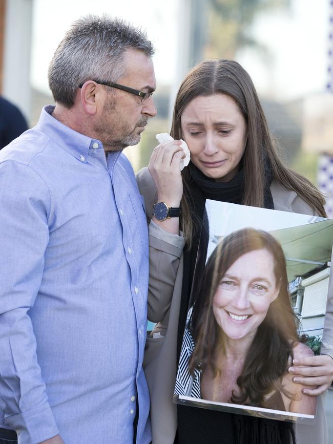 Borce Ristevski and daughter Sarah appeal for help to find Karen Ristevski shortly after her disappearance. Picture: Sarah Matray