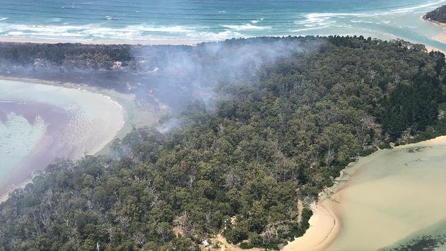 The bushfire at Conleys Point, on South Bruny Island in Tasmania has been contained. Photo: TASMANIA FIRE SERVICE