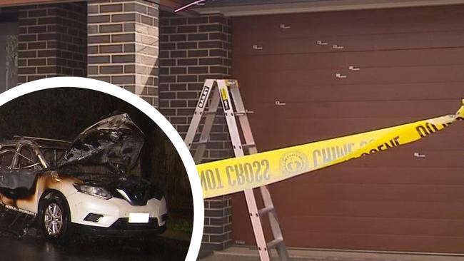 Police are investigating a shooting at a South Plympton home that was followed by a stolen car fire soon after at Hawthorn. Picture: 7NEWS