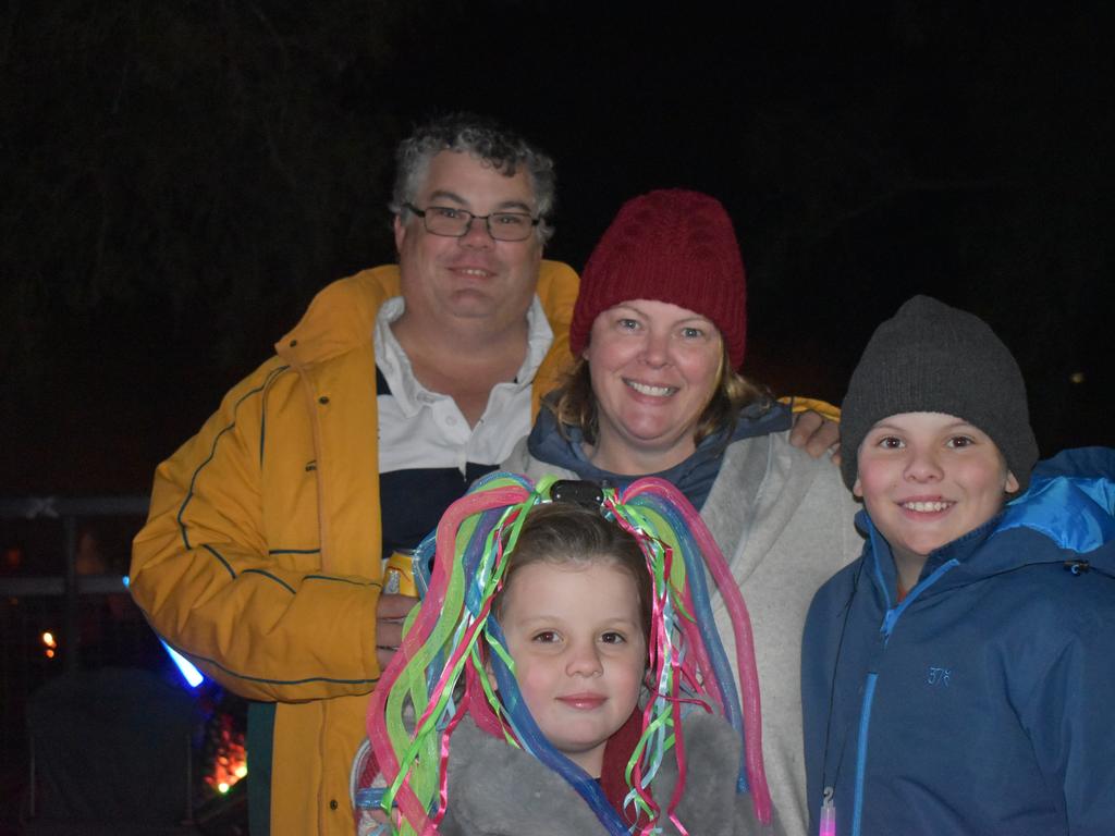 Feathers, Sam, Charlie, and Steph McCosker enjoying a family night out at the 2021 Killarney Bonfire Night.