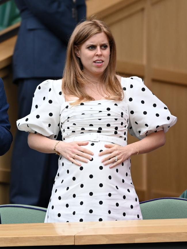 A pregnant Princess Beatrice at Wimbledon in July 2021. Picture: WireImage.