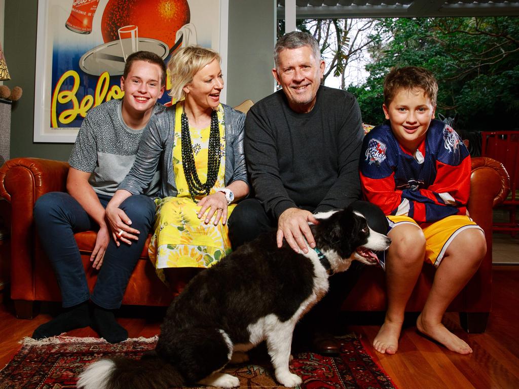 Amanda Keller with her husband Harley and their two sons Jack and Liam in 2015. Picture: Jonathan Ng