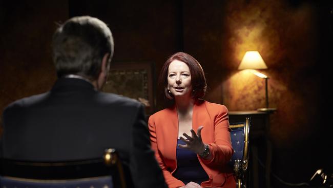 Julia Gillard with journalist Ray Martin.