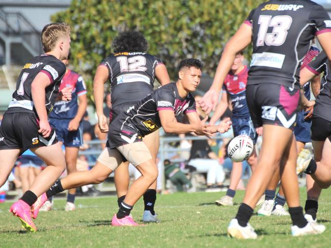 Tayshaarn Tonga. Langer Reserves round one action between Marsden SHS and Redcliffe SHS at Dolphin Oval on Wednesday May, 29, 2024.