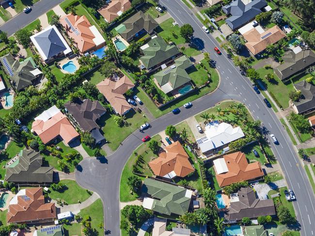 Aerial view of  australian suburban houses