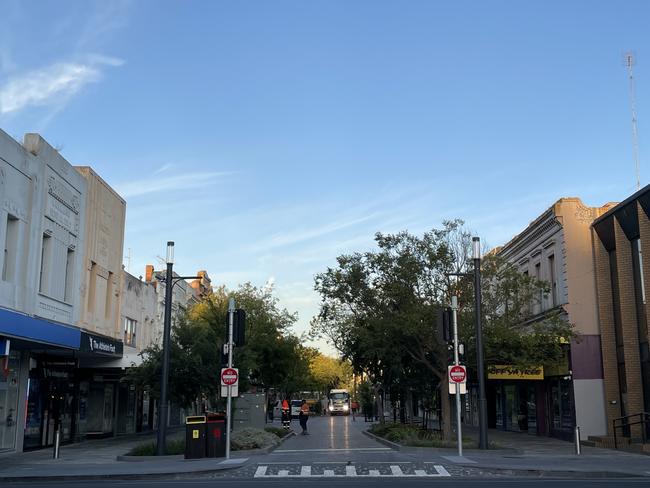 Bridge Mall in Ballarat, looking west towards Sturt St. Pictured in February 2025.