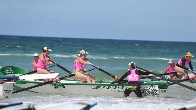 Competitors taking part in the final day of the Queensland State Surf Life Saving Championships at Tugun beach. Pic Mike Batterham