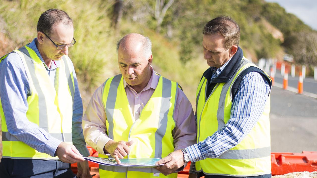 Livingstone Shire Council Manager Disaster Management, Recovery and Resilience Dave Mazzaferri, Livingstone Shire Mayor Bill Ludwig and Rockhampton Regional Councillor Tony Williams inspected the damage at Statue Bay in 2018.