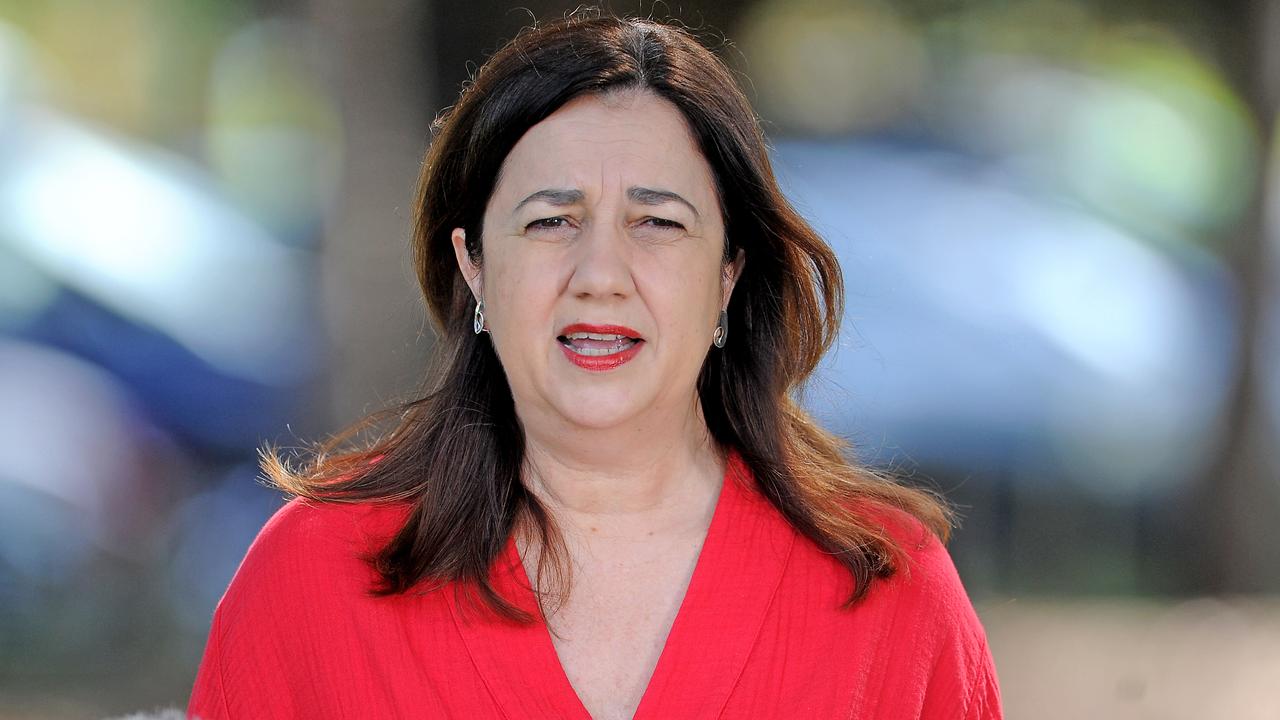 Premier Annastacia Palaszczuk at a press conference on Sunday morning. Picture: John Gass