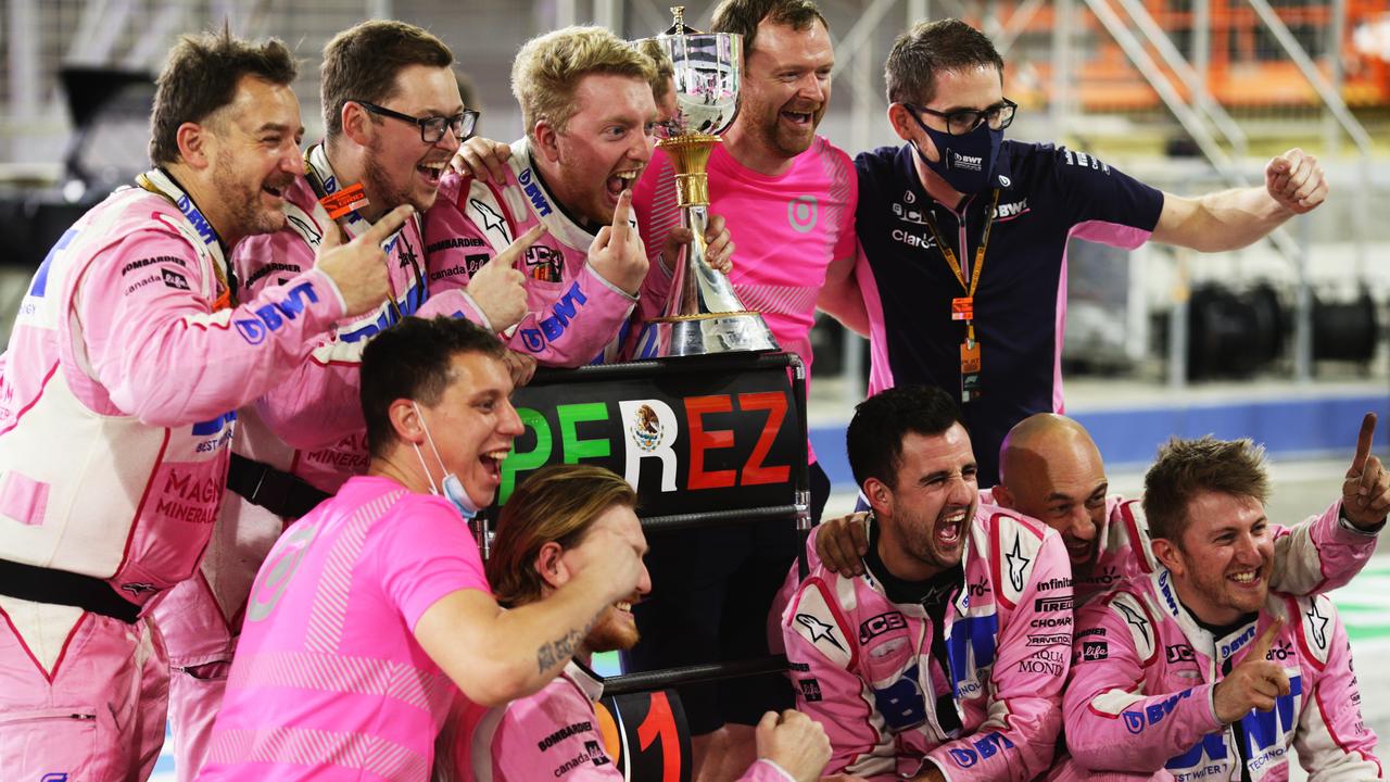 Racing Point celebrate a massive night, but after forcing Perez out.