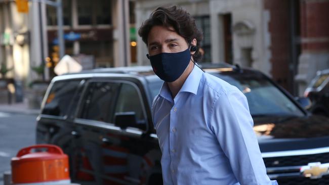 The Canadian Prime Minister Justin Trudeau arriving at his office in Ottawa on Thursday. Picture: AFP