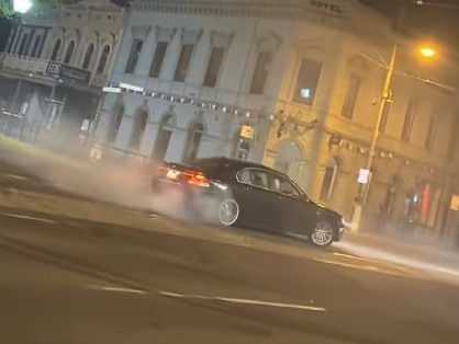 Police have charged two men with doing burnouts in front of the Bendigo Law Courts.