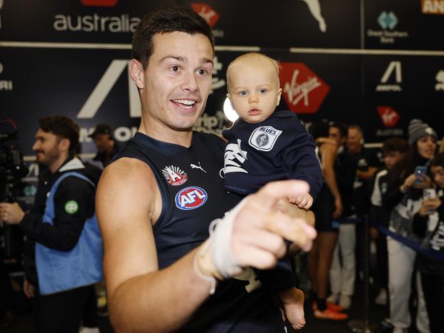 Jack Silvagni has become one of Carlton’s key players since moving into defence. Picture: Michael Klein