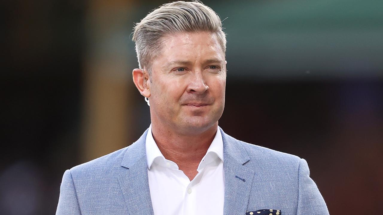 SYDNEY, AUSTRALIA - OCTOBER 29: Former Australian cricketer Michael Clarke watches on as he waits to speak on camera before the ICC Men's T20 World Cup match between New Zealand and Sri Lanka at Sydney Cricket Ground on October 29, 2022 in Sydney, Australia. (Photo by Mark Kolbe/Getty Images)