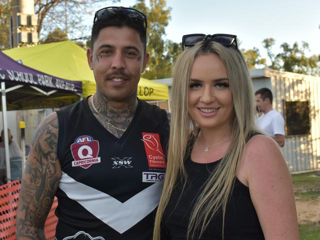 Patrick Wood and Madison Holt-Lea at the AFL Capricornia grand finals, Rockhampton Cricket Grounds, September 10, 2022.