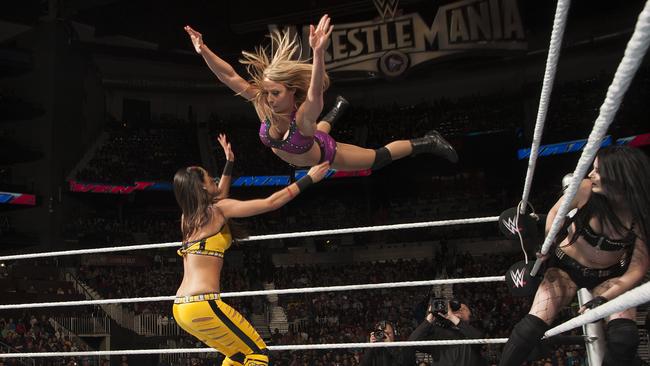 Emma from WWE in action.