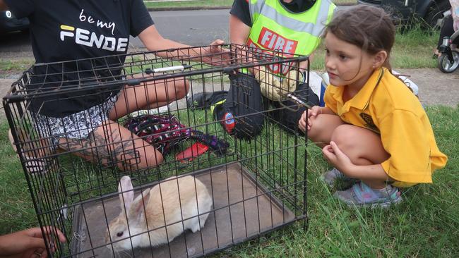 The family and their five children were soon reunited with their beloved pet rabbit. Picture: Fire and Rescue NSW