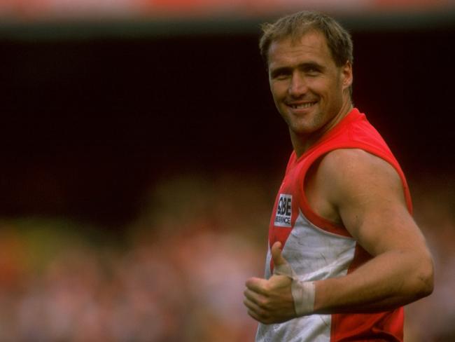 Tony Lockett in action for the Sydney Swans. Picture: Jack Atley