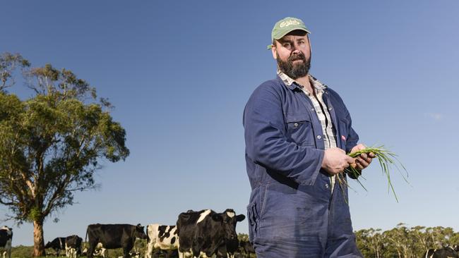 Dairy farmer Craig Dwyer on his Cobden property. Photo: DANNIKA BONSER