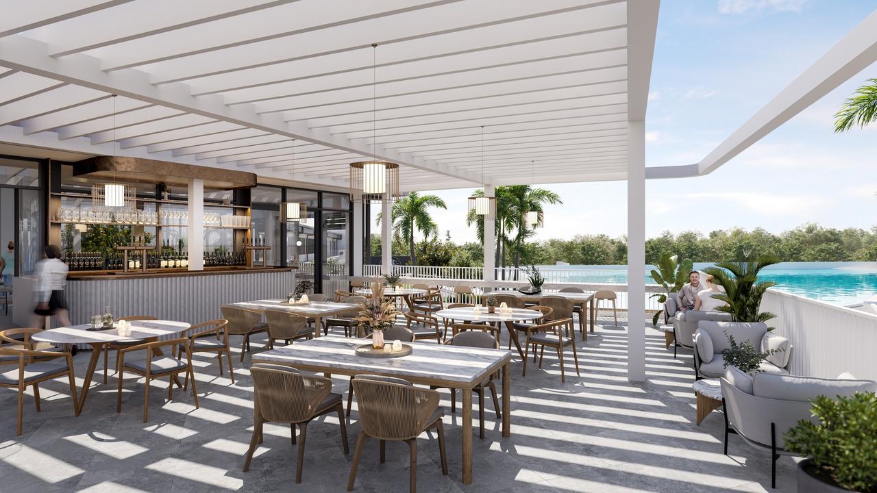 The complex will have a licensed cafe and bar overlooking the surf. Picture: Urbnsurf