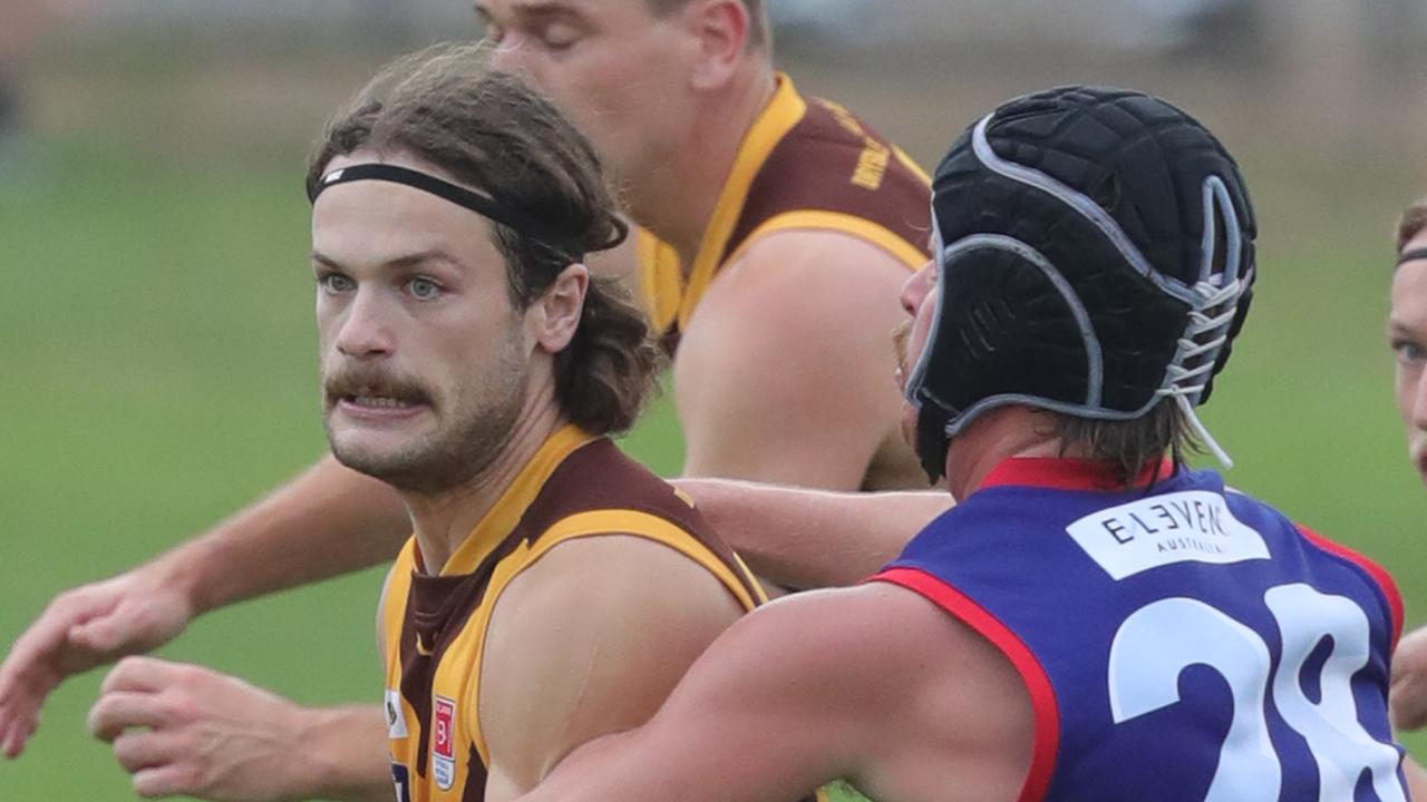 Queenscliff’s Izaac Grant tackles Mitchell Clark. Picture: Mark Wilson