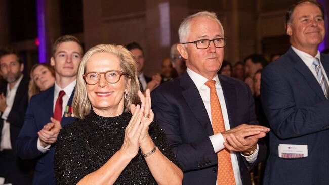 Lucy and Malcolm Turnbull at the American Australian Association dinner in October.