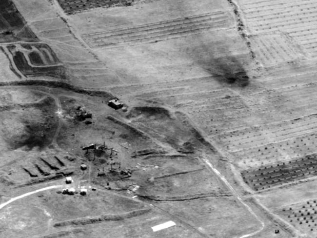 Preliminary damage assessment from the Him Shinshar Chemical Weapons Storage Site, which was struck by missiles from the US-led coalition in response to Syria's use of chemical weapons on April 7. Picture: Department of Defense via AP