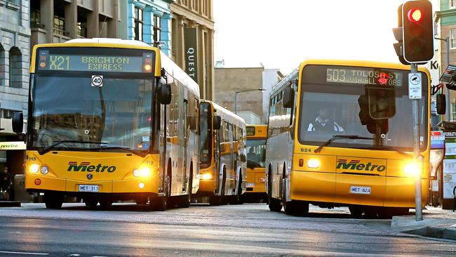 Metro bus traffic in Hobart. Picture: Sam Rosewarne.