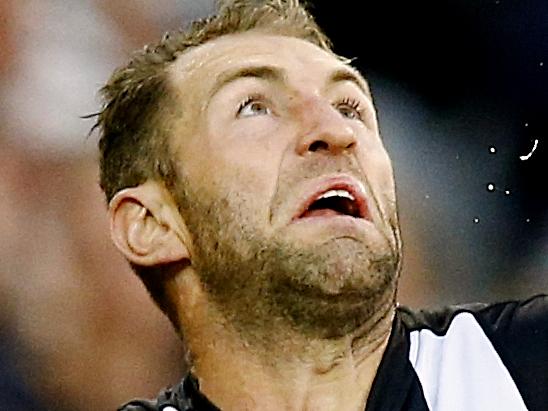 AFL: Round 4 Collingwood v Melbourne Travis Cloke & Lynden Dunn Picture:Wayne Ludbey