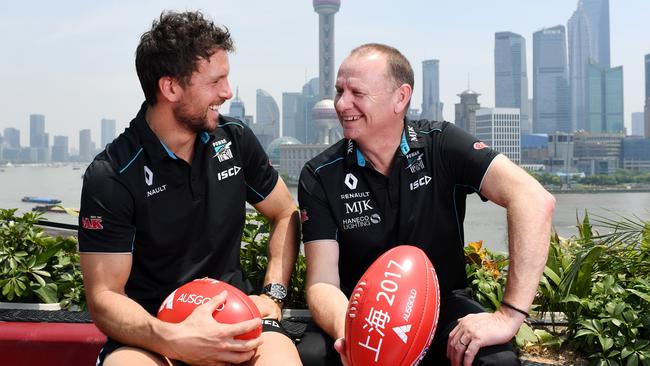 Travis Boak and Ken Hinkley have enormous respect for one another. Picture: AAP Image/Tracey Nearmy