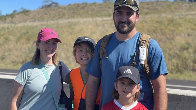 Melissa, Finn, Ryan and Nate Simmons celebrate the impending opening of the Gympie Bypass at a community event on Saturday August 17, 2024.