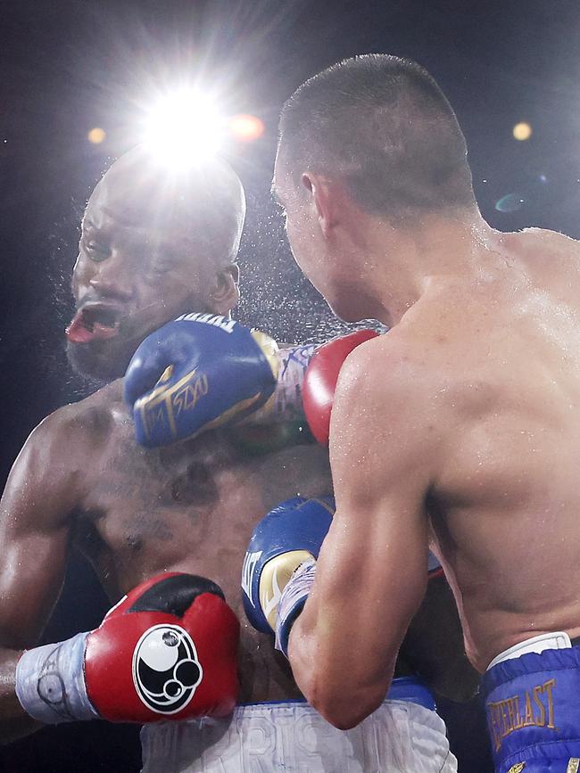 Tszyu won the interim WBO world title by knocking out Tony Harrison in Sydney. Picture: Mark Kolbe/Getty Images