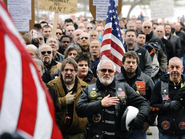 Gun rights supporters rally in Connecticut, USA. Picture: AP