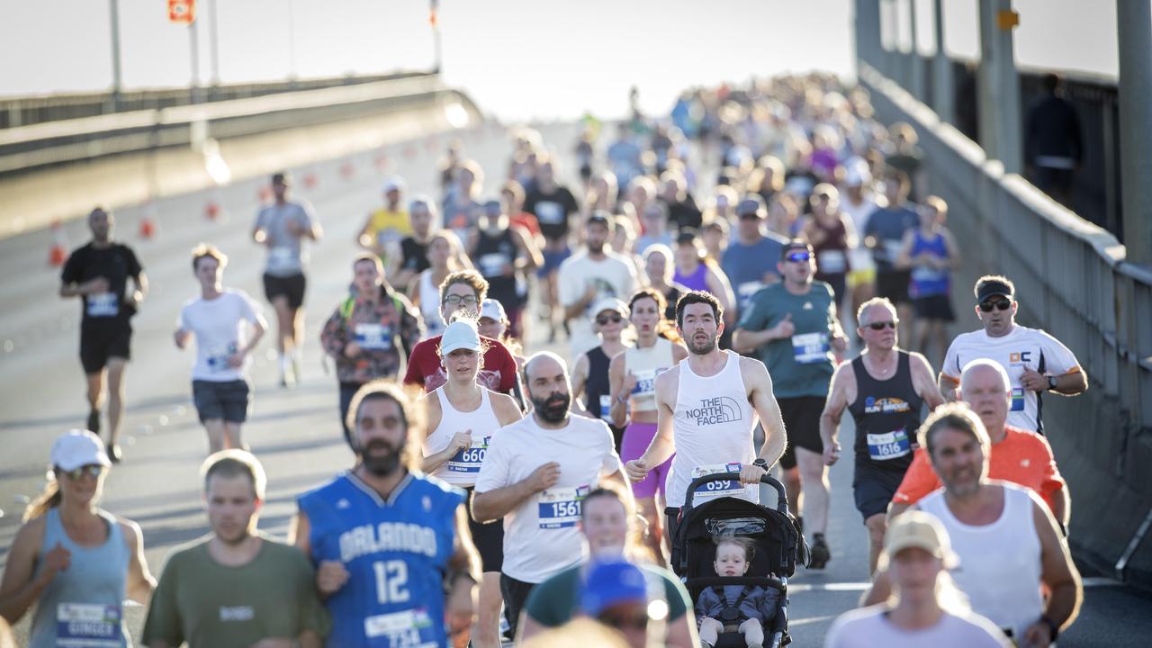 Competitors during Run the Bridge at Hobart. Picture: Chris Kidd