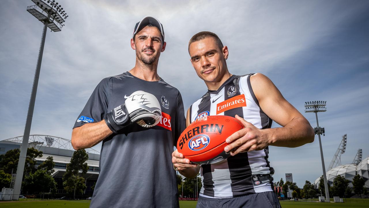 Tim Tszyu checked into Collingwood — and Scott Pendlebury was star struck. Picture: Jake Nowakowski