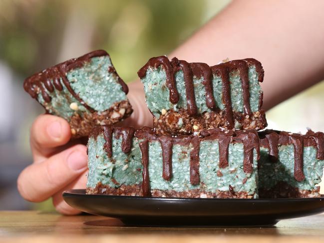 Um, yum- a vegan mint slice from Third Base at Palm Beach. Picture Glenn Hampson