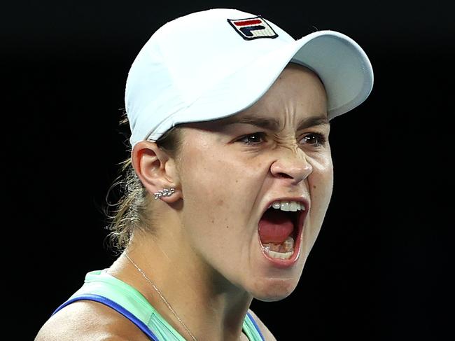 MARCH 23, 2022: World number 1 and three-time Grand Slam winner Ash Barty has announced her retirement from tennis at the age of 25. MELBOURNE, AUSTRALIA - JANUARY 26: Ashleigh Barty of Australia celebrates after winning match point during her Women's Singles fourth round match against Alison Riske of the United States on day seven of the 2020 Australian Open at Melbourne Park on January 26, 2020 in Melbourne, Australia. (Photo by Cameron Spencer/Getty Images)