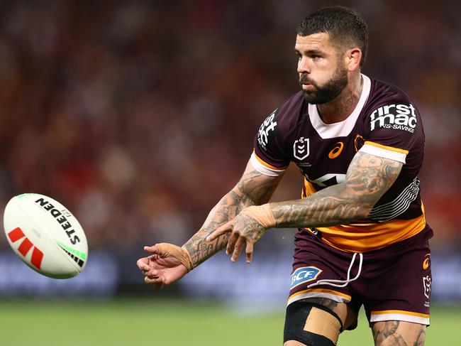 BRISBANE, AUSTRALIA - MARCH 14: AdamÃ&#130;Â Reynolds of the Broncos passes during the round two NRL match between Brisbane Broncos and South Sydney Rabbitohs at Suncorp Stadium, on March 14, 2024, in Brisbane, Australia. (Photo by Chris Hyde/Getty Images)