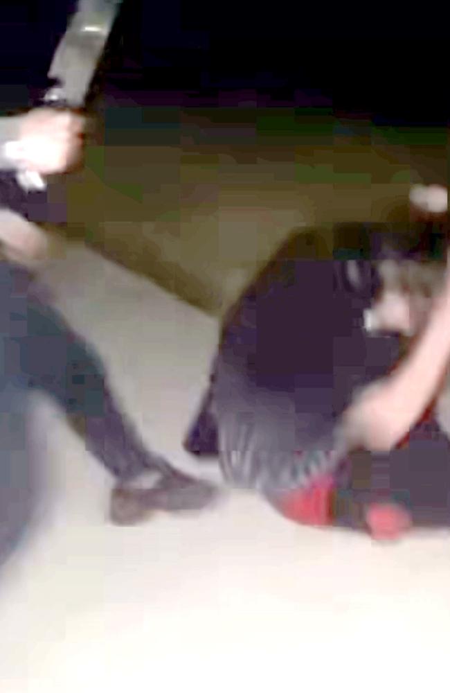 A teenager was mercilessly kicked, punched and sliced with a machete in a video posted online. Picture: Instagram