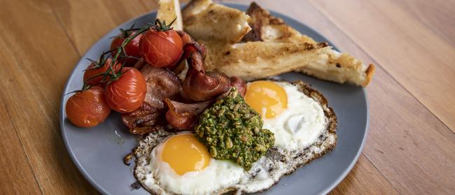 The biggish brekky. Picture: Pic Mark Cranitch.